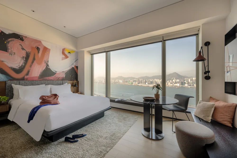Harbour-view guest room at EAST Hong Kong